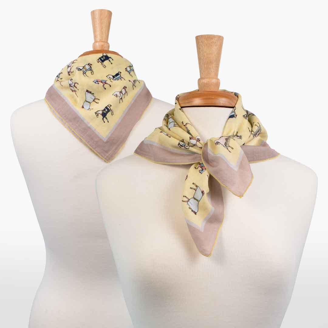 Urban Equestrian  Hunt Club - Stylized Equestrian Scarf in Yellow and Sand