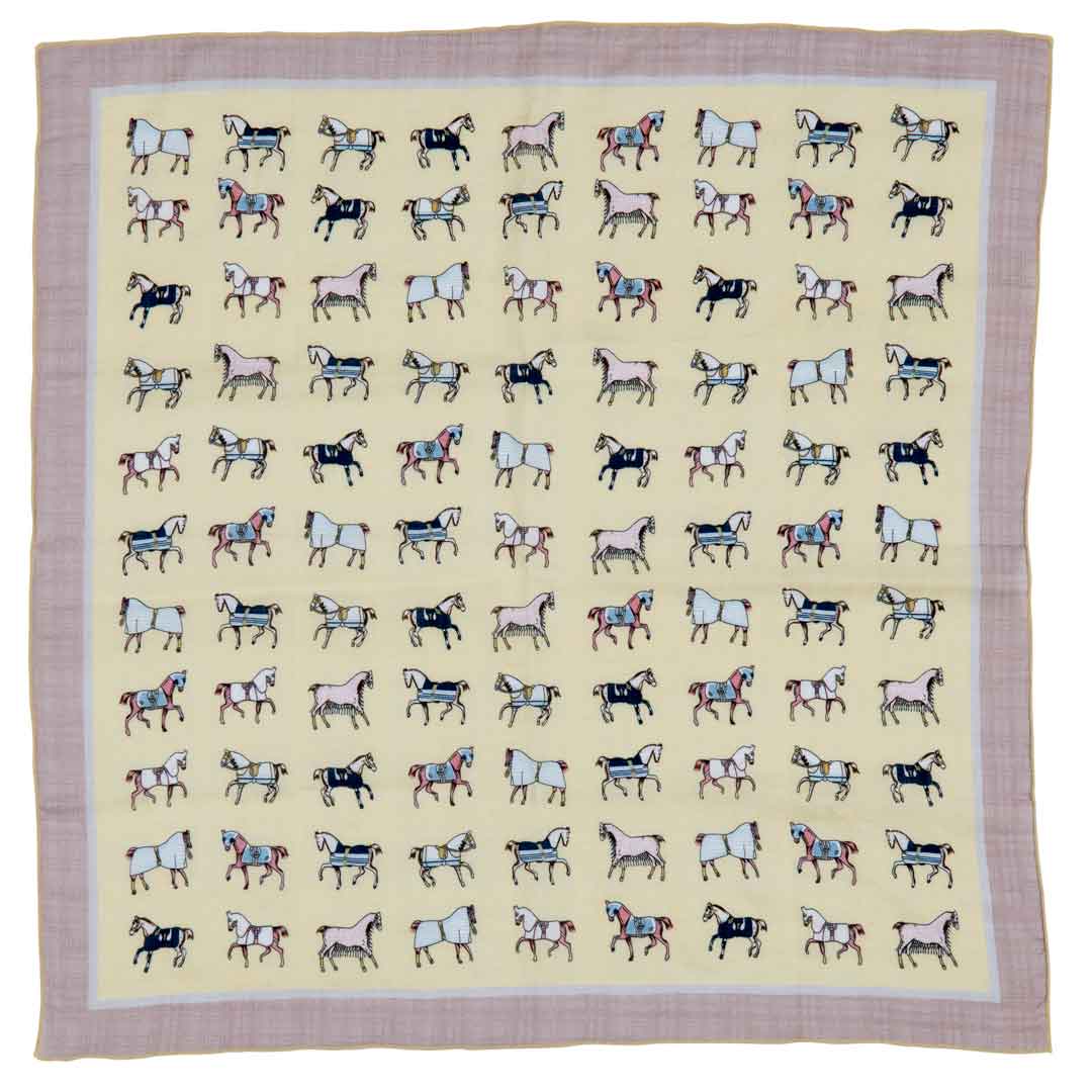 Urban Equestrian  Hunt Club - Stylized Equestrian Scarf in Yellow and Sand