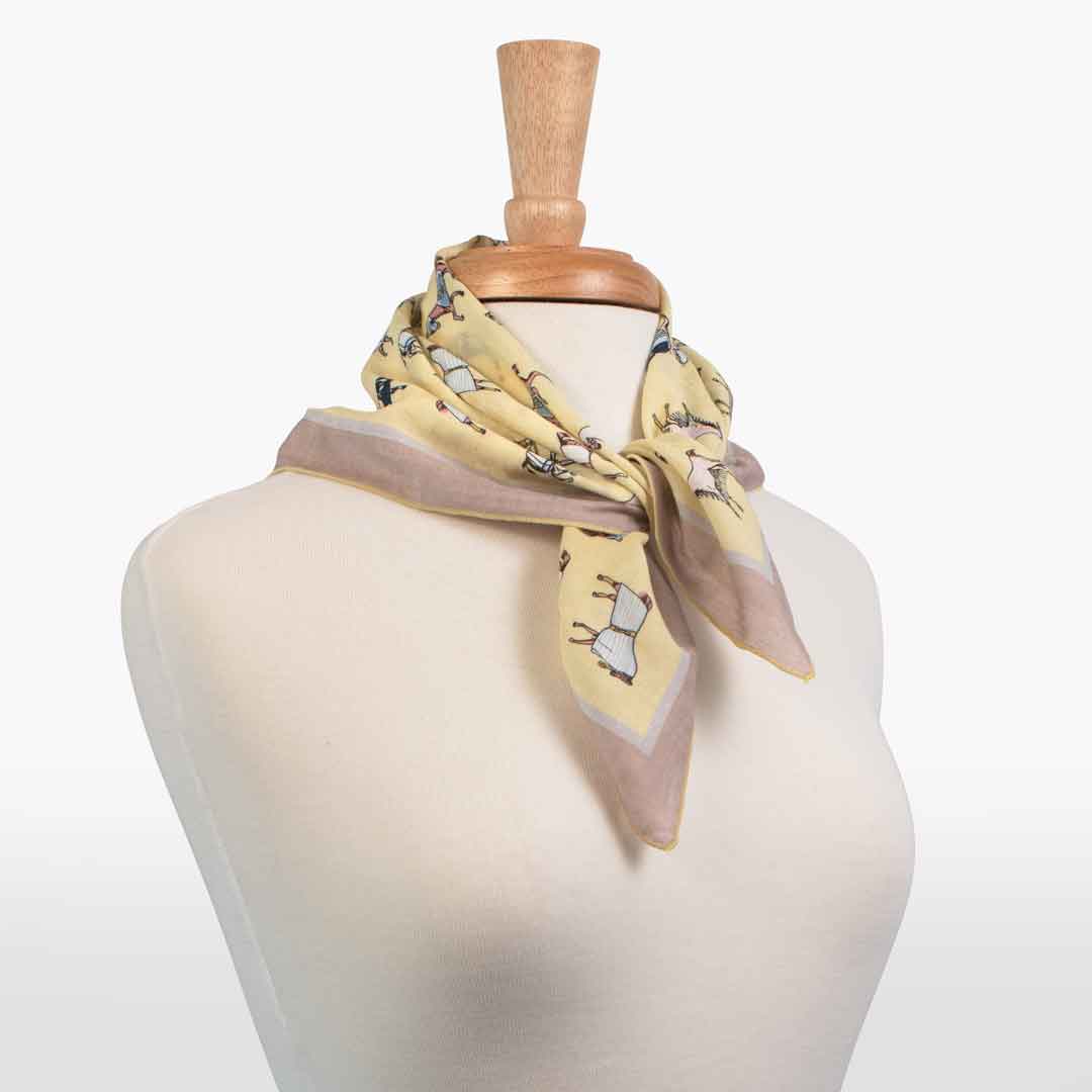 Urban Equestrian  Hunt Club - Stylized Equestrian Scarf in Yellow and Sand
