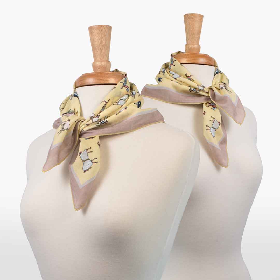 Urban Equestrian  Hunt Club - Stylized Equestrian Scarf in Yellow and Sand
