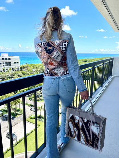 Stacy Bradley Design,  Light Denim Jacket - Designer Horse with Straps