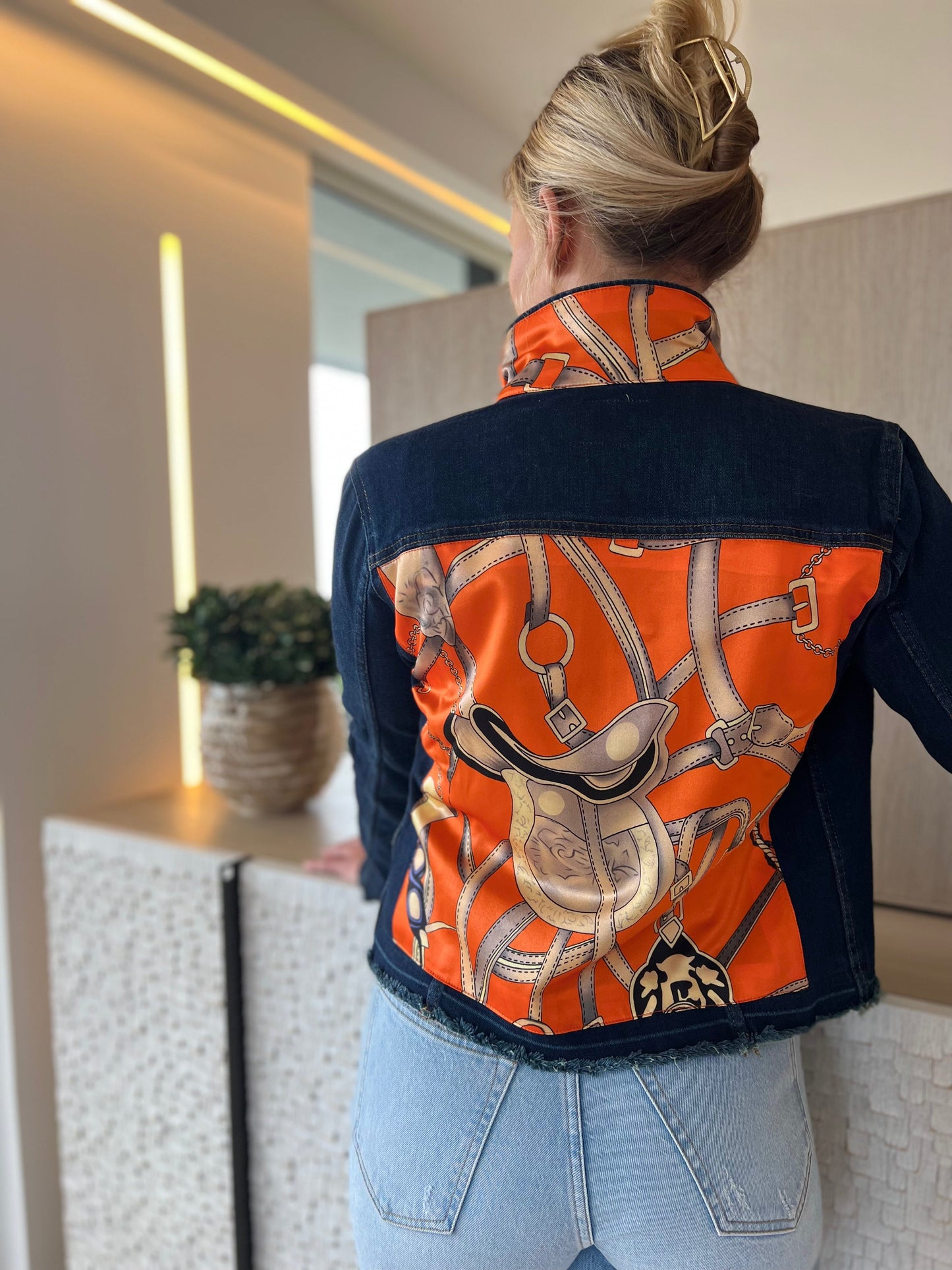 Stacy Bradley Design, The Dark Denim Jacket - Orange Equestrian