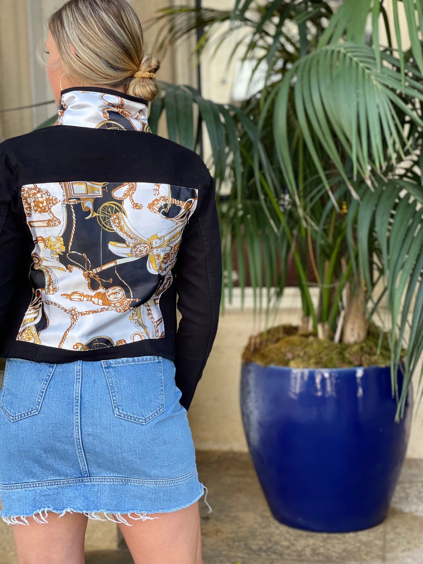 The Black Denim Jacket / Designer Equestrian White