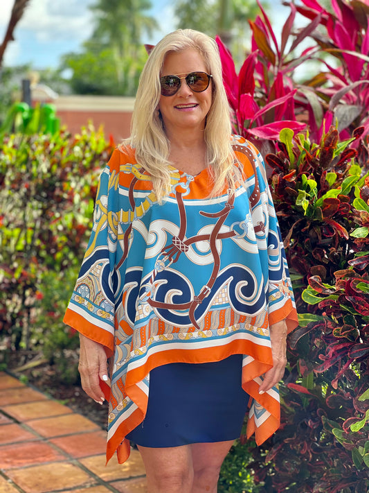 Stacy Bradley Design - Tunic - Orange Swirl and Straps