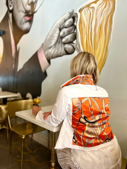 Stacy Bradley Design, The White Denim Jacket - Orange Equestrian