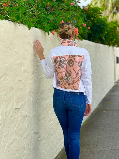 Stacy Bradley Design, The White Denim Jacket - Blush Stirrup