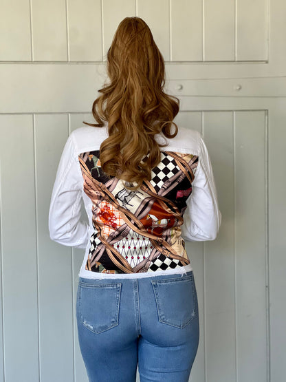 Stacy Bradley Design, The White Denim Jacket - Designer Horse with Straps