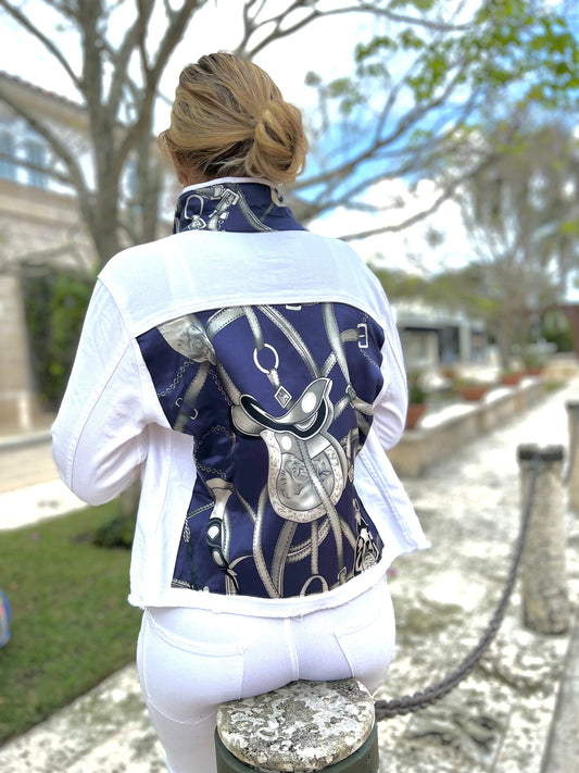 Stacy Bradley Design, The White Denim Jacket - Silver Equestrian