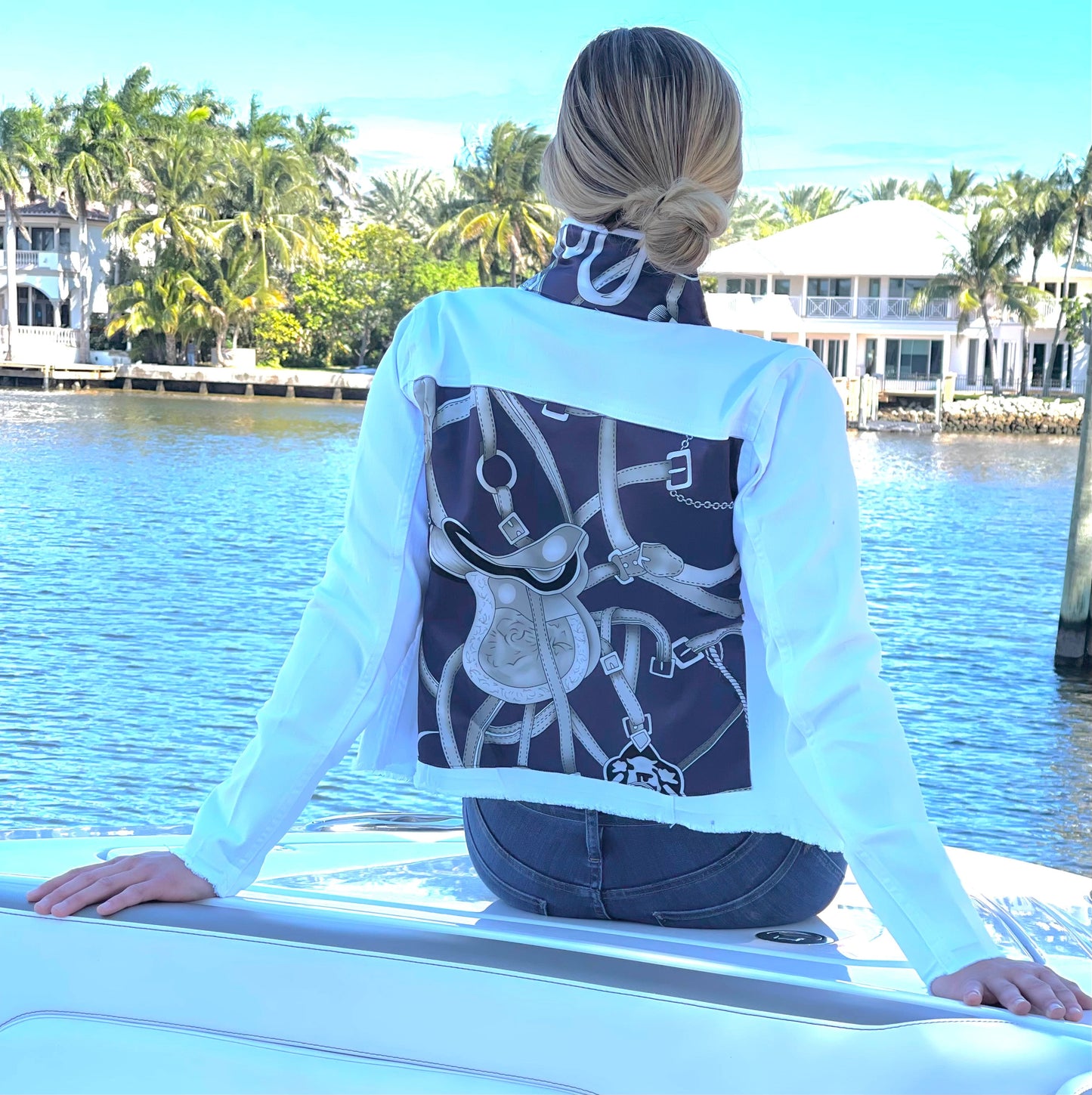 Stacy Bradley Design, The White Denim Jacket - Silver Equestrian