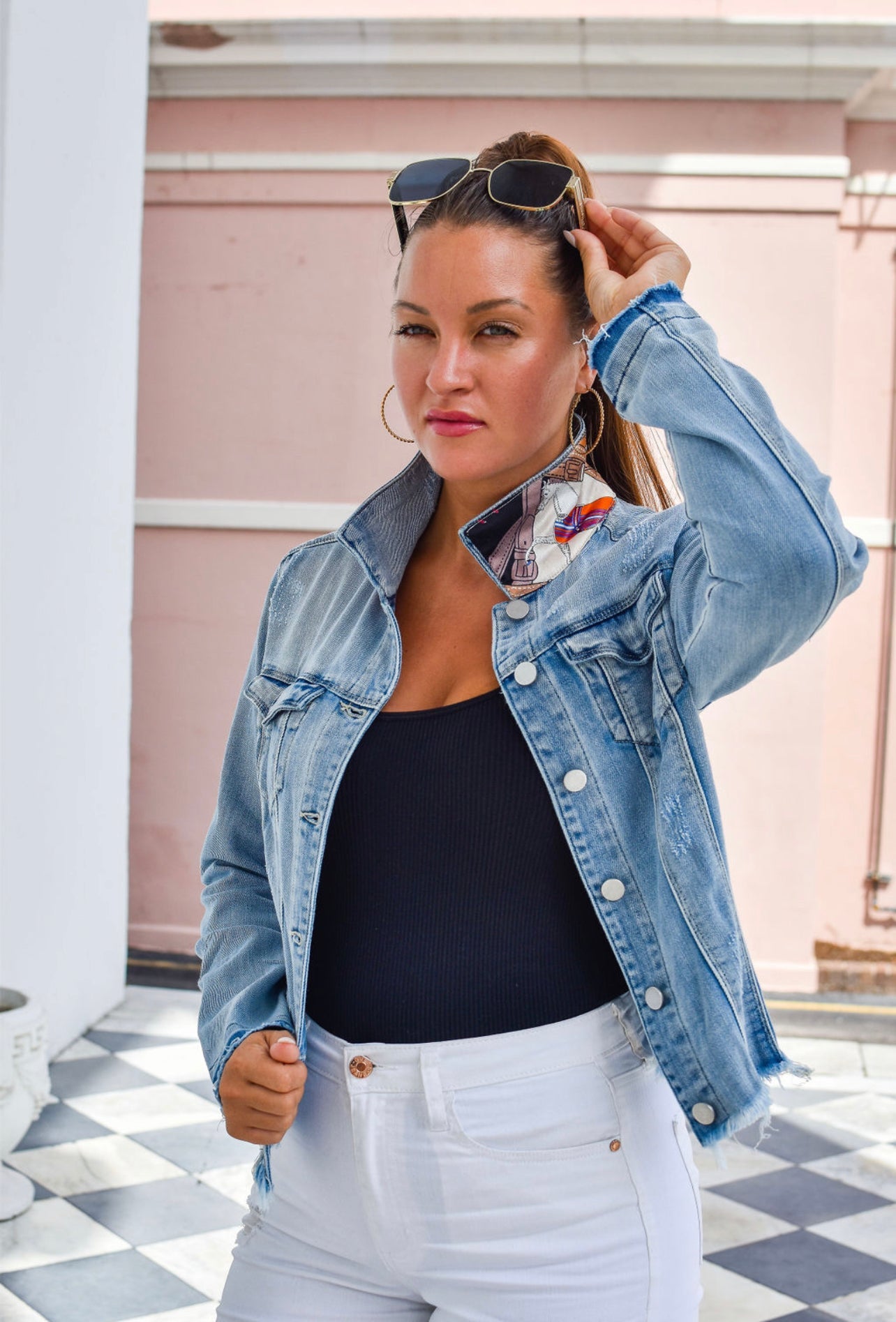 Stacy Bradley Design,  Light Denim Jacket - Designer Horse with Straps