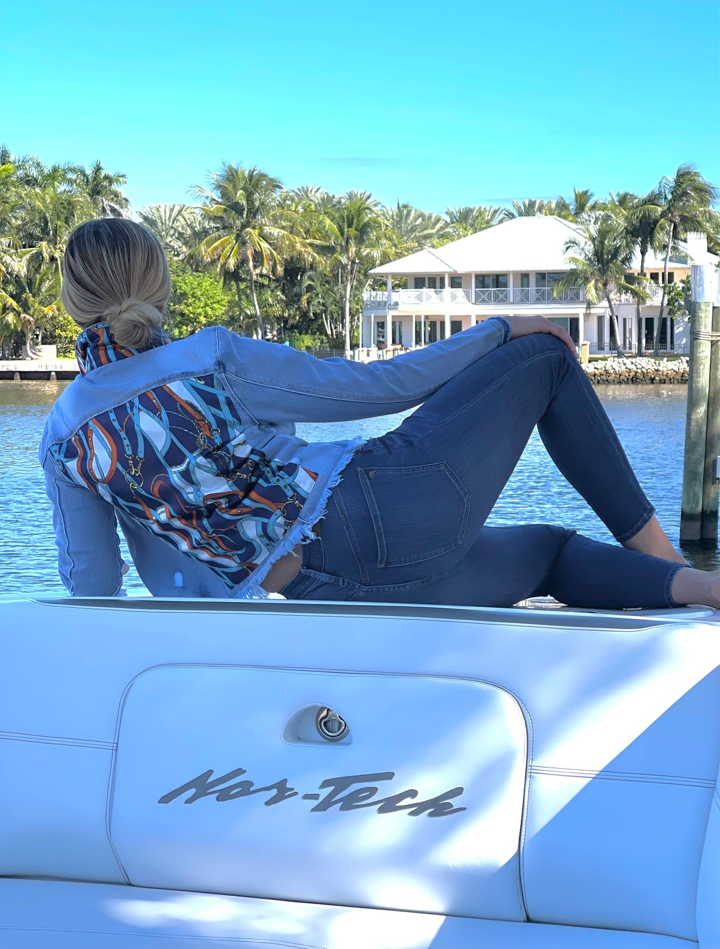 Stacy Bradley Design,  Light Denim Jacket - Navy Straps