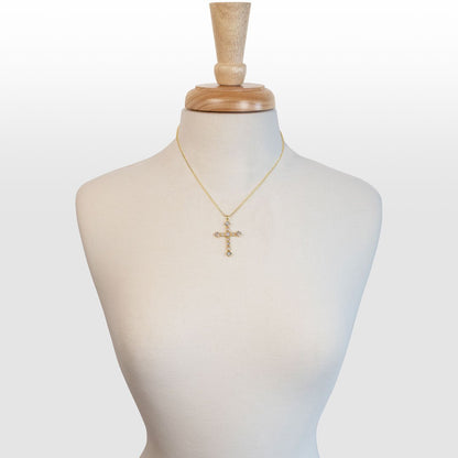 Urban Equestrian  Keepsake - Moonstone Cross Necklace in Gold