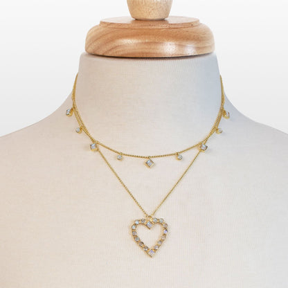 Urban Equestrian  Keepsake - Moonstone Heart Necklace in Gold