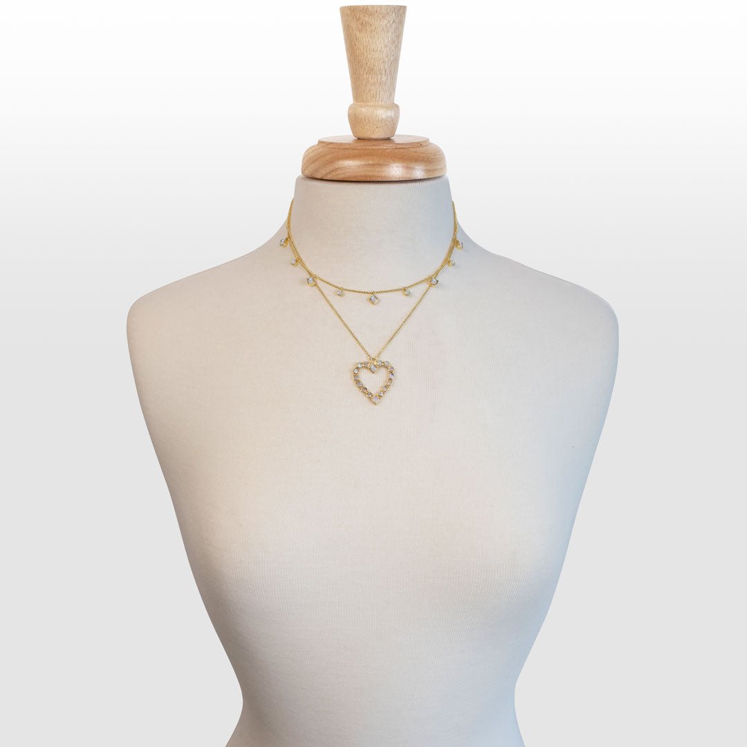 Urban Equestrian  Keepsake - Moonstone Heart Necklace in Gold