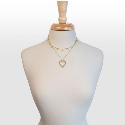 Urban Equestrian  Keepsake - Moonstone Heart Necklace in Gold
