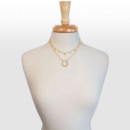 Urban Equestrian  Keepsake - Moonstone Equestrian Horseshoe Necklace in Gold