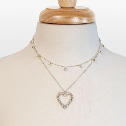 Urban Equestrian  Keepsake - Moonstone Heart Necklace in Silver