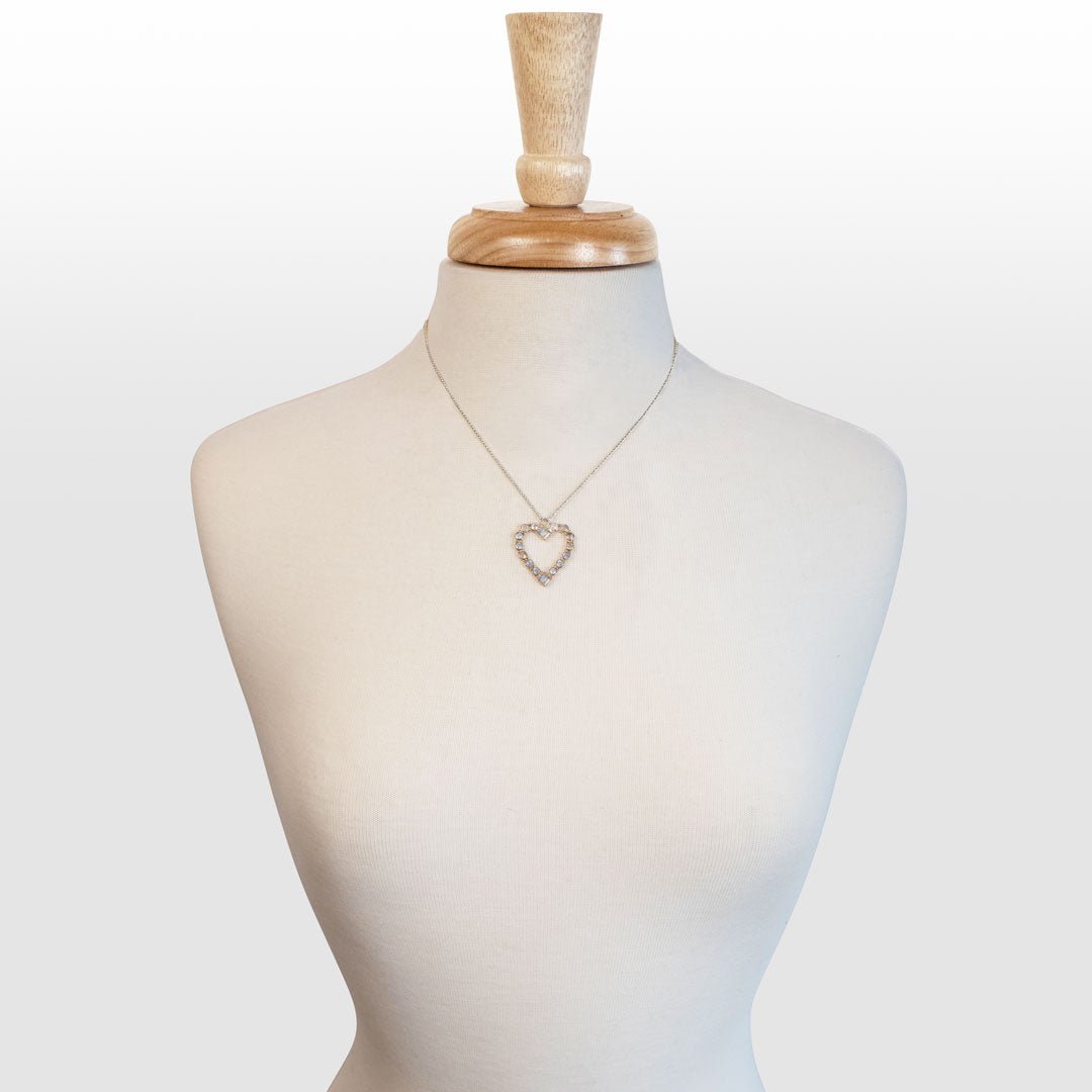 Urban Equestrian  Keepsake - Moonstone Heart Necklace in Silver