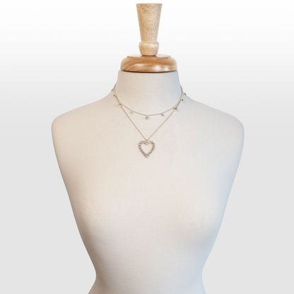 Urban Equestrian  Keepsake - Moonstone Heart Necklace in Silver