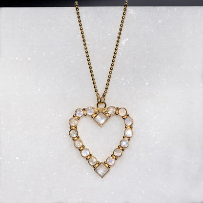 Urban Equestrian  Keepsake - Moonstone Heart Necklace in Gold