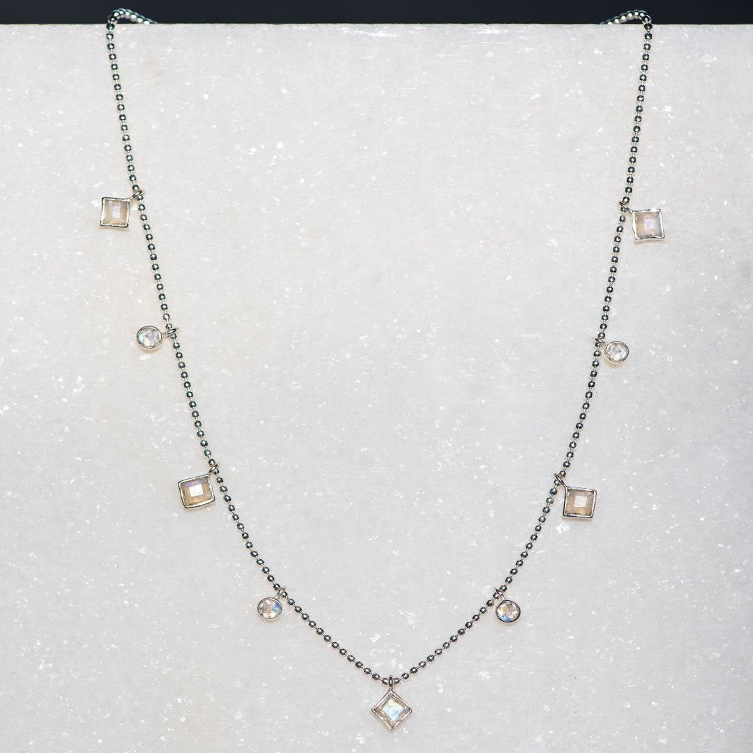 Urban Equestrian  Keepsake - Moonstone Heart Necklace in Silver