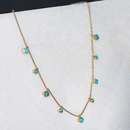 Urban Equestrian  Keepsake - Turquoise Cross Necklace in Gold