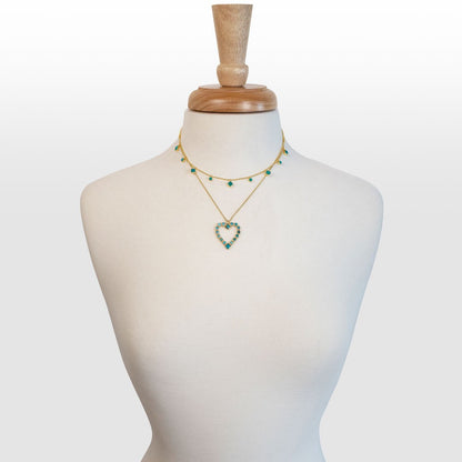 Urban Equestrian  Keepsake - Turquoise Heart Necklace in Gold