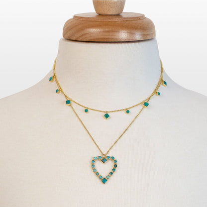 Urban Equestrian  Keepsake - Turquoise Heart Necklace in Gold