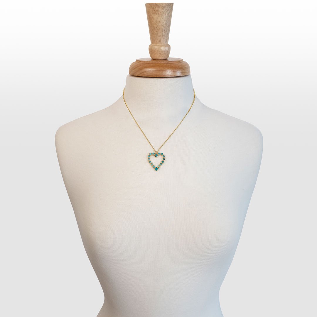 Urban Equestrian  Keepsake - Turquoise Heart Necklace in Gold