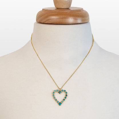 Urban Equestrian  Keepsake - Turquoise Heart Necklace in Gold