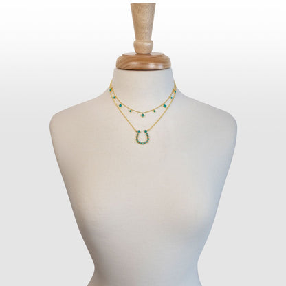 Urban Equestrian  Keepsake - Turquoise Equestrian Horseshoe Necklace in Gold