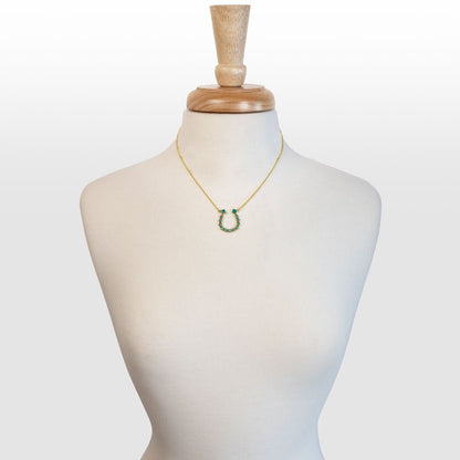 Urban Equestrian  Keepsake - Turquoise Equestrian Horseshoe Necklace in Gold