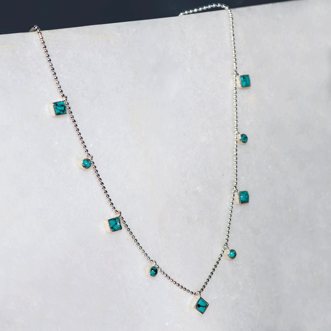 Urban Equestrian  Keepsake - Turquoise Cross Necklace in Silver