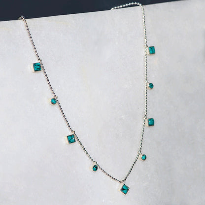 Urban Equestrian  Keepsake - Turquoise Cross Necklace in Silver