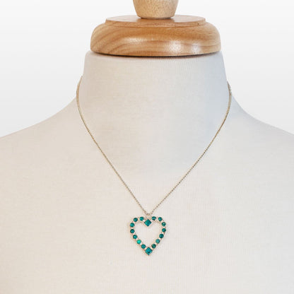 Urban Equestrian  Keepsake - Turquoise Heart Necklace in Silver