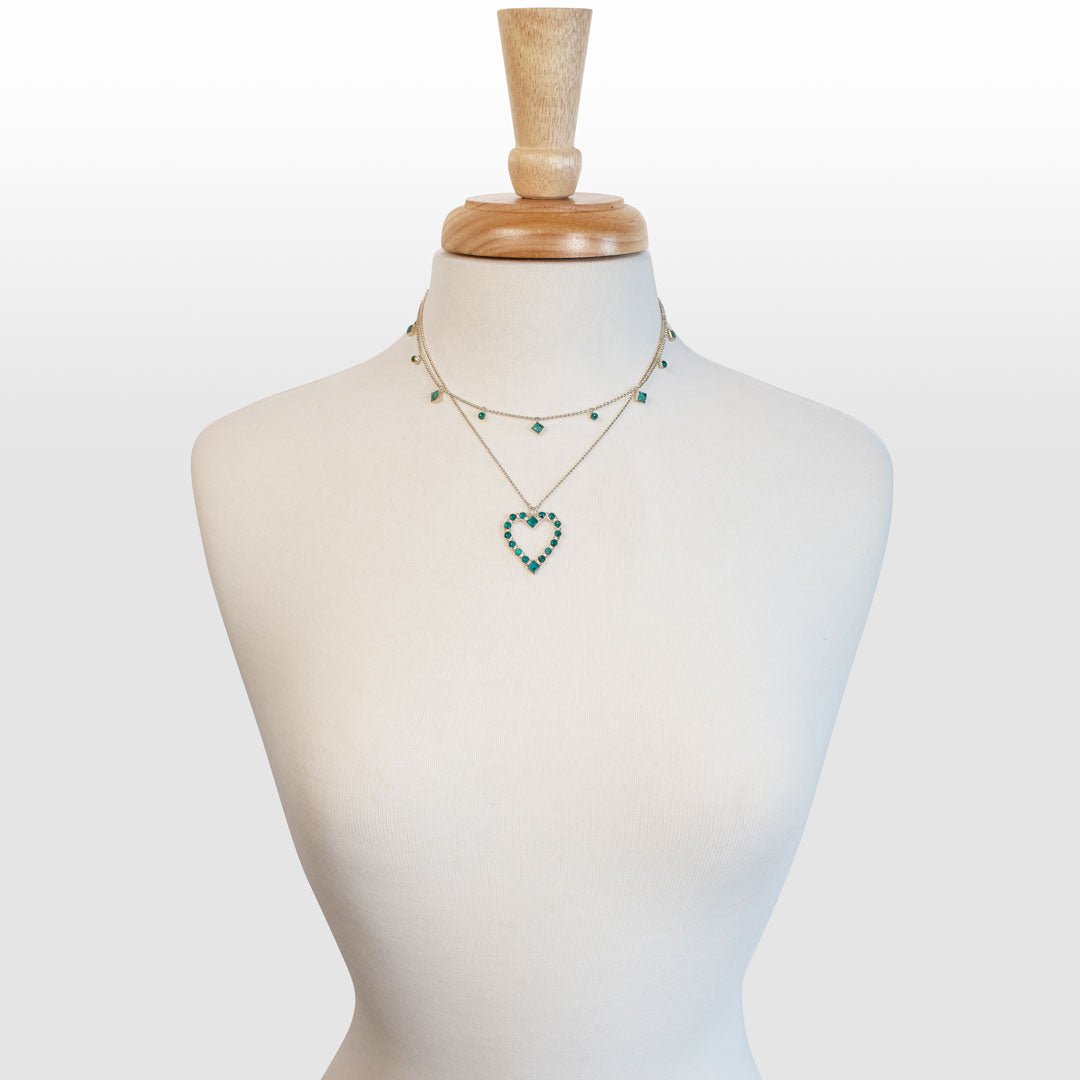 Urban Equestrian  Keepsake - Turquoise Heart Necklace in Silver