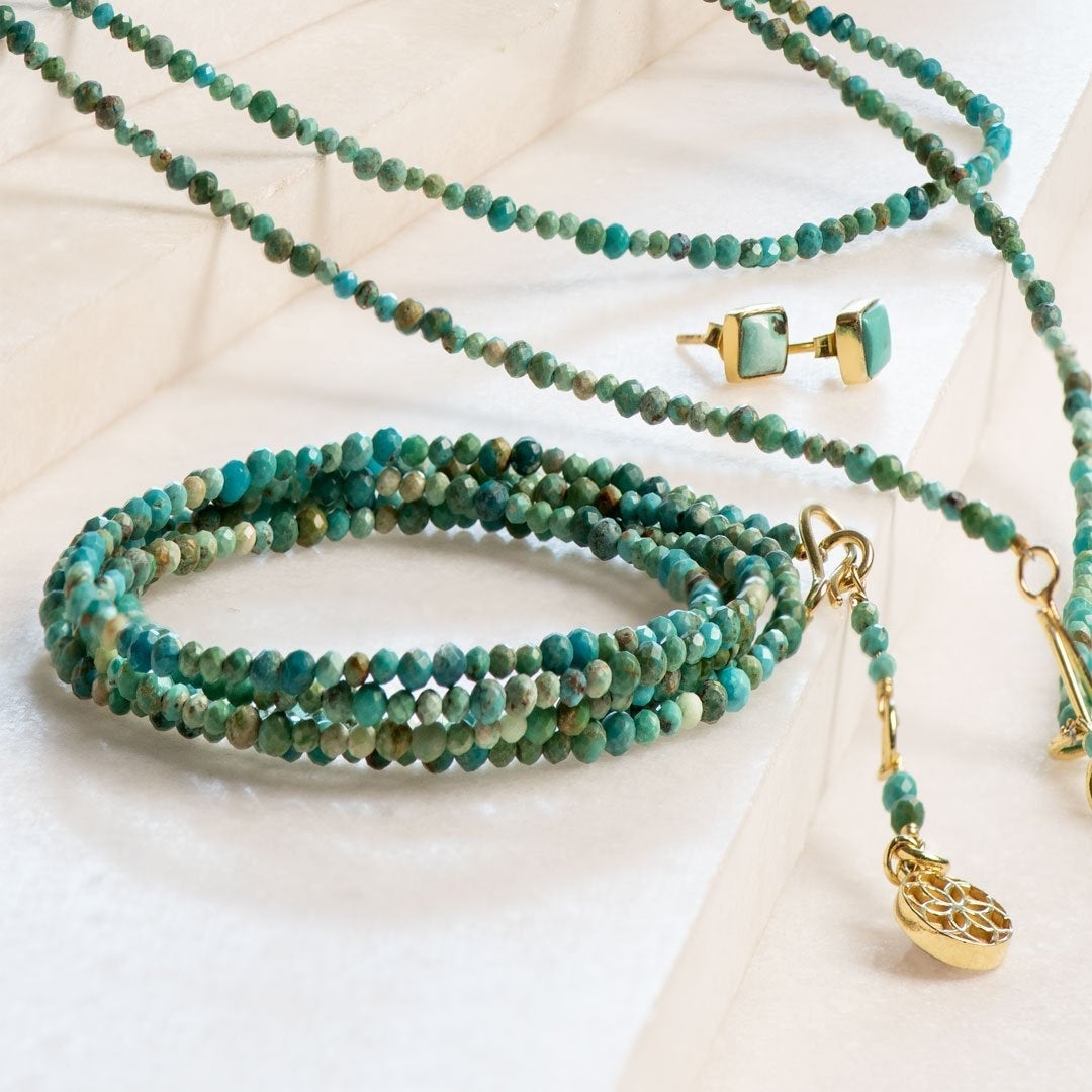 Urban Equestrian  Keepsake - Turquoise Heart Necklace in Gold
