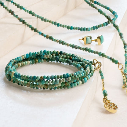 Urban Equestrian  Keepsake - Turquoise Heart Necklace in Gold