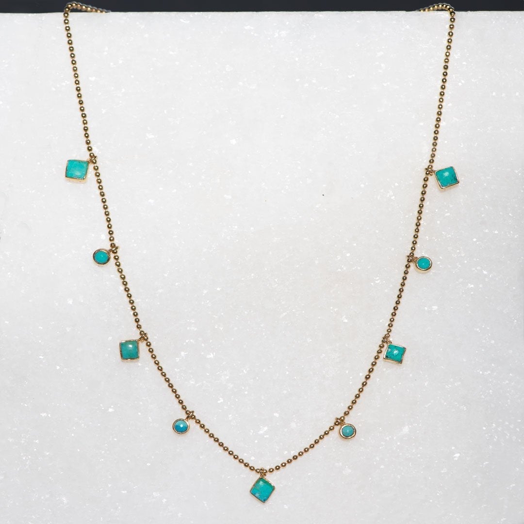 Urban Equestrian  Keepsake - Turquoise Heart Necklace in Gold