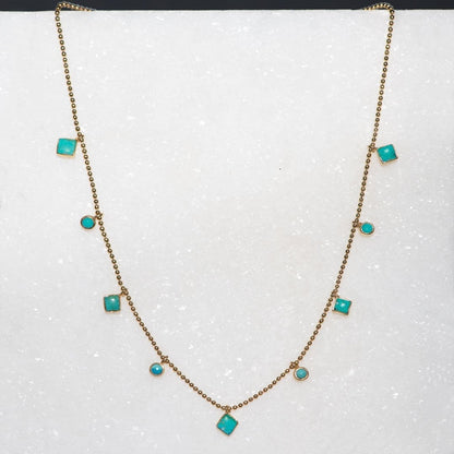 Urban Equestrian  Keepsake - Turquoise Heart Necklace in Gold