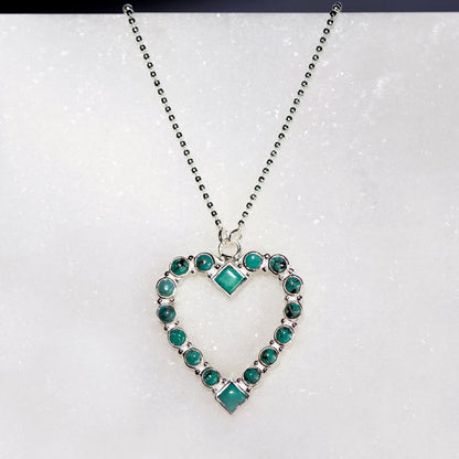 Urban Equestrian  Keepsake - Turquoise Heart Necklace in Silver