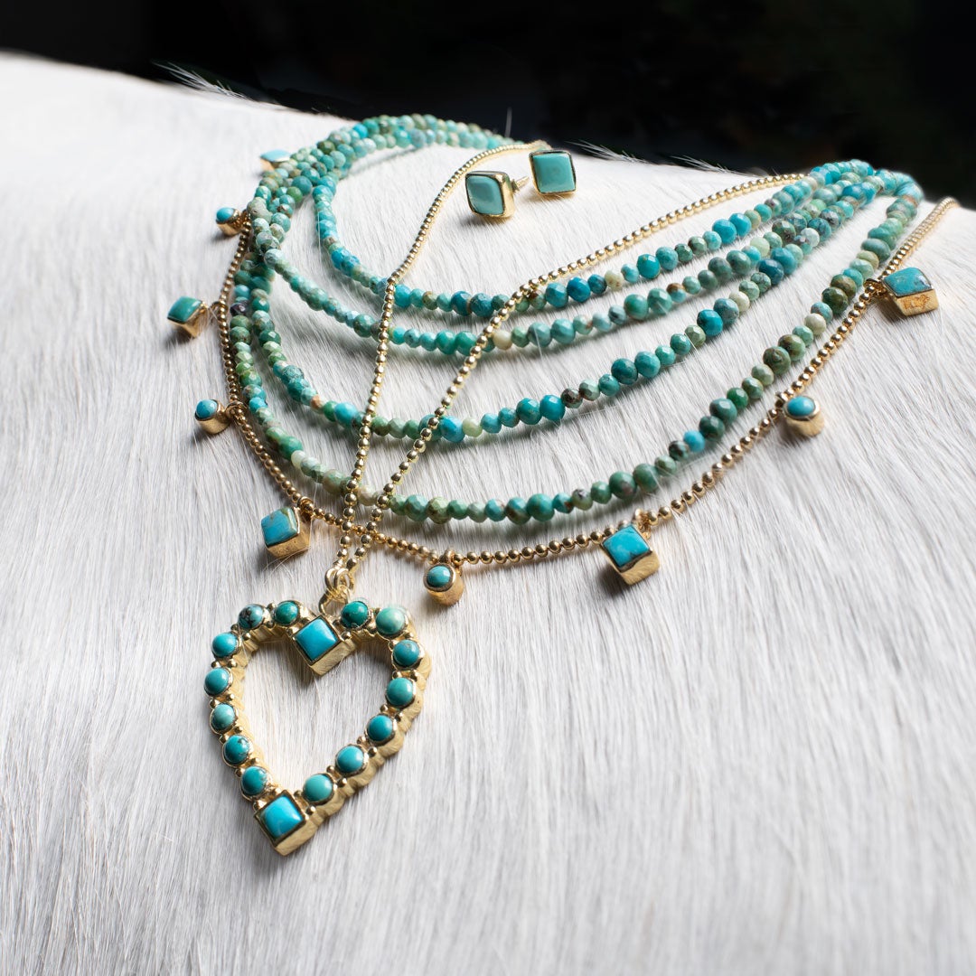 Urban Equestrian  Keepsake - Turquoise Heart Necklace in Silver