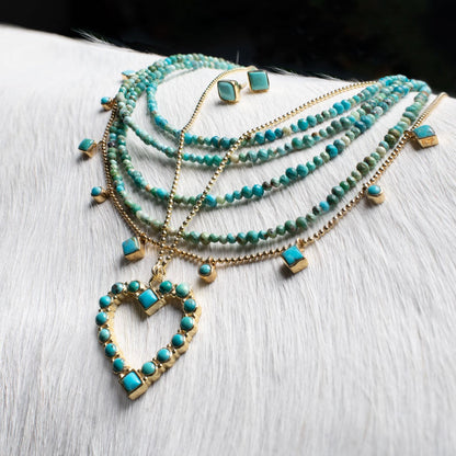 Urban Equestrian  Keepsake - Turquoise Heart Necklace in Silver