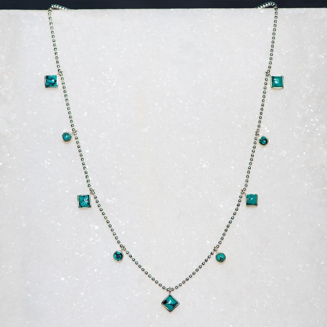 Urban Equestrian  Keepsake - Turquoise Heart Necklace in Silver