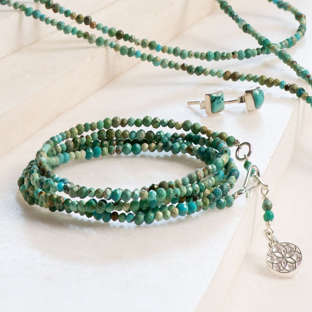 Urban Equestrian  Keepsake - Turquoise Heart Necklace in Silver