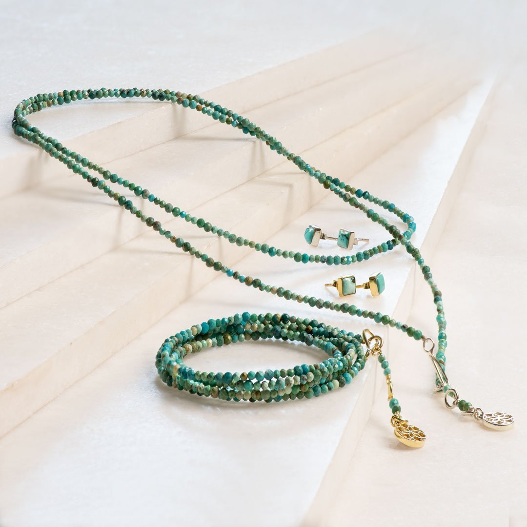 Urban Equestrian  Keepsake - Turquoise Equestrian Horseshoe Necklace in Silver