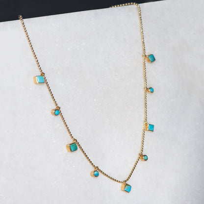 Urban Equestrian  Keepsake - Turquoise Equestrian Riding Stirrup Necklace in Gold