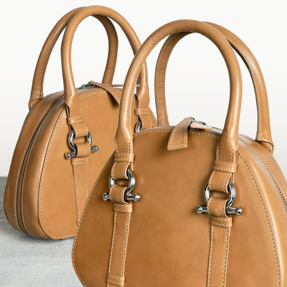 Urban Equestrian  Kella - Horse Bit Vanity Luxury Leather handbag in Caramel