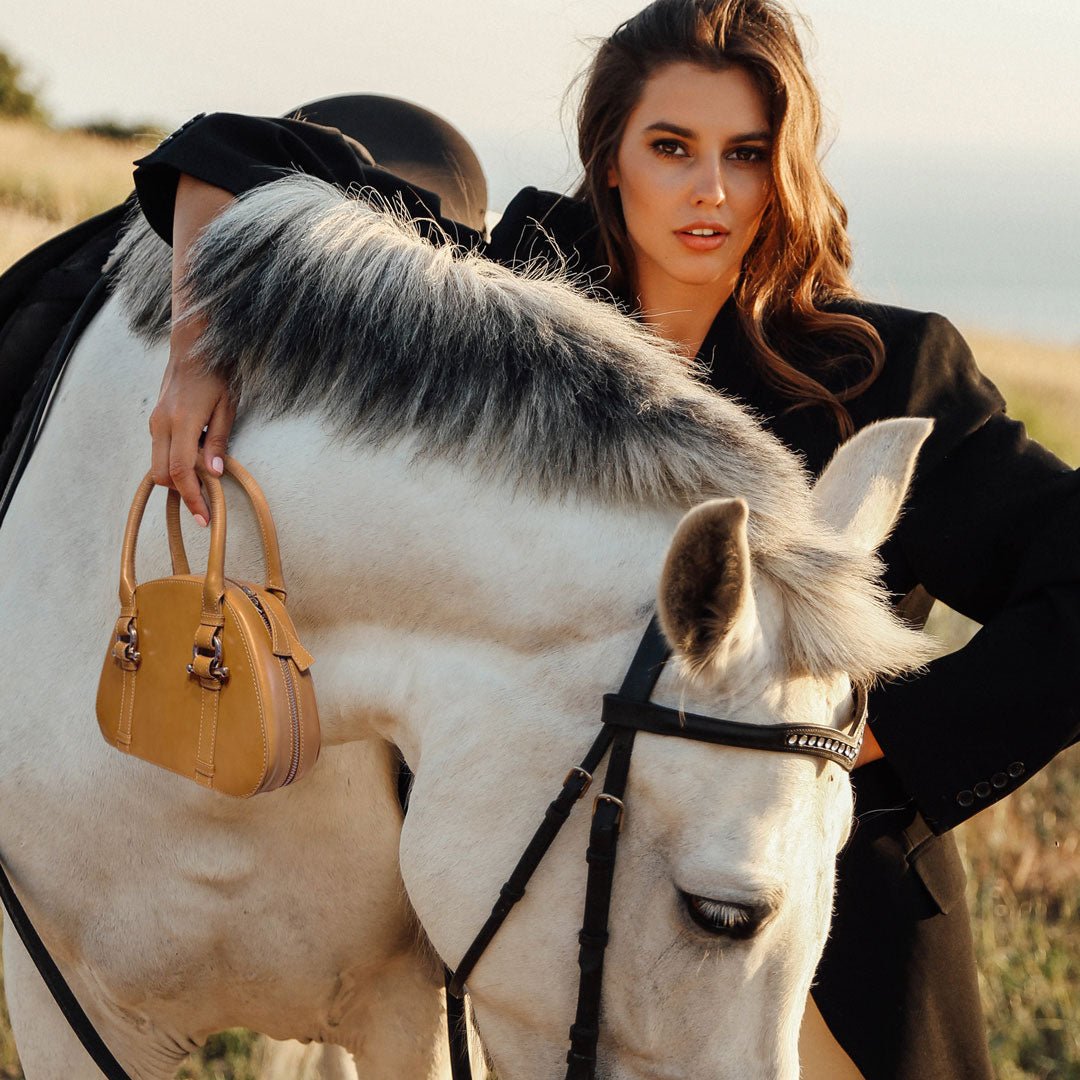 Urban Equestrian  Kella - Horse Bit Vanity Luxury Leather handbag in Caramel