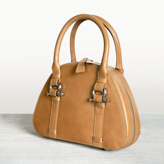 Urban Equestrian  Kella - Horse Bit Vanity Luxury Leather handbag in Caramel